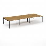 Connex Scalloped 4200 x 1600 x 725mm Back to Back Desk ( 6 x 1400mm ) - Black Frame / Oak Top SCO4216-K-O