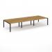 Connex Scalloped 4200 x 1600 x 725mm Back to Back Desk ( 6 x 1400mm ) - Black Frame Oak Top SCO4216-K-O