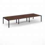 Connex Scalloped 4200 x 1600 x 725mm Back to Back Desk ( 6 x 1400mm ) - Black Frame / Walnut Top SCO4216-K-W