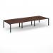 Connex Scalloped 4200 x 1600 x 725mm Back to Back Desk ( 6 x 1400mm ) - Black Frame Walnut Top SCO4216-K-W