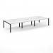 Connex Scalloped 4200 x 1600 x 725mm Back to Back Desk ( 6 x 1400mm ) - Black Frame White Top SCO4216-K-WH