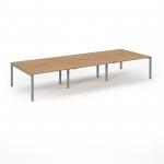 Connex Scalloped 4200 x 1600 x 725mm Back to Back Desk ( 6 x 1400mm ) - Silver Frame / Beech Top SCO4216-S-B