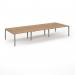 Connex Scalloped 4200 x 1600 x 725mm Back to Back Desk ( 6 x 1400mm ) - Silver Frame Beech Top SCO4216-S-B