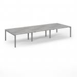 Connex Scalloped 4200 x 1600 x 725mm Back to Back Desk ( 6 x 1400mm ) - Silver Frame / Grey Oak Top SCO4216-S-GO