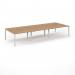 Connex Scalloped 4200 x 1600 x 725mm Back to Back Desk ( 6 x 1400mm ) - White Frame Beech Top SCO4216-WH-B