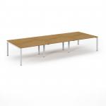 Connex Scalloped 4200 x 1600 x 725mm Back to Back Desk ( 6 x 1400mm ) - White Frame / Oak Top SCO4216-WH-O