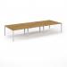 Connex Scalloped 4200 x 1600 x 725mm Back to Back Desk ( 6 x 1400mm ) - White Frame Oak Top SCO4216-WH-O