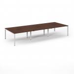 Connex Scalloped 4200 x 1600 x 725mm Back to Back Desk ( 6 x 1400mm ) - White Frame / Walnut Top SCO4216-WH-W