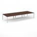 Connex Scalloped 4200 x 1600 x 725mm Back to Back Desk ( 6 x 1400mm ) - White Frame Walnut Top SCO4216-WH-W