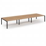 Connex Scalloped 4800 x 1600 x 725mm Back to Back Desk ( 6 x 1600mm ) - Black Frame / Beech Top SCO4816-K-B