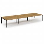 Connex Scalloped 4800 x 1600 x 725mm Back to Back Desk ( 6 x 1600mm ) - Black Frame / Oak Top SCO4816-K-O