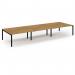 Connex Scalloped 4800 x 1600 x 725mm Back to Back Desk ( 6 x 1600mm ) - Black Frame Oak Top SCO4816-K-O