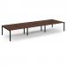 Connex Scalloped 4800 x 1600 x 725mm Back to Back Desk ( 6 x 1600mm ) - Black Frame / Walnut Top SCO4816-K-W