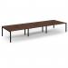 Connex Scalloped 4800 x 1600 x 725mm Back to Back Desk ( 6 x 1600mm ) - Black Frame Walnut Top SCO4816-K-W