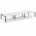 Connex Scalloped 4800 x 1600 x 725mm Back to Back Desk ( 6 x 1600mm ) - Black Frame White Top SCO4816-K-WH