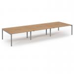 Connex Scalloped 4800 x 1600 x 725mm Back to Back Desk ( 6 x 1600mm ) - Silver Frame Beech Top SCO4816-S-B