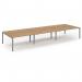 Connex Scalloped 4800 x 1600 x 725mm Back to Back Desk ( 6 x 1600mm ) - Silver Frame Beech Top SCO4816-S-B