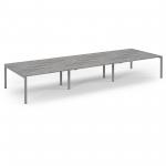 Connex Scalloped 4800 x 1600 x 725mm Back to Back Desk ( 6 x 1600mm ) - Silver Frame / Grey Oak Top SCO4816-S-GO