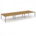 Connex Scalloped 4800 x 1600 x 725mm Back to Back Desk ( 6 x 1600mm ) - Silver Frame / Oak Top SCO4816-S-O