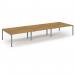 Connex Scalloped 4800 x 1600 x 725mm Back to Back Desk ( 6 x 1600mm ) - Silver Frame Oak Top SCO4816-S-O