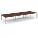 Connex Scalloped 4800 x 1600 x 725mm Back to Back Desk ( 6 x 1600mm ) - Silver Frame / Walnut Top SCO4816-S-W