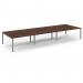 Connex Scalloped 4800 x 1600 x 725mm Back to Back Desk ( 6 x 1600mm ) - Silver Frame Walnut Top SCO4816-S-W
