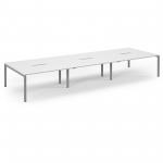 Connex Scalloped 4800 x 1600 x 725mm Back to Back Desk ( 6 x 1600mm ) - Silver Frame / White Top SCO4816-S-WH