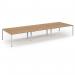 Connex Scalloped 4800 x 1600 x 725mm Back to Back Desk ( 6 x 1600mm ) - White Frame Beech Top SCO4816-WH-B