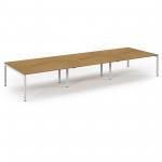 Connex Scalloped 4800 x 1600 x 725mm Back to Back Desk ( 6 x 1600mm ) - White Frame / Oak Top SCO4816-WH-O