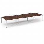 Connex Scalloped 4800 x 1600 x 725mm Back to Back Desk ( 6 x 1600mm ) - White Frame / Walnut Top SCO4816-WH-W