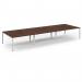Connex Scalloped 4800 x 1600 x 725mm Back to Back Desk ( 6 x 1600mm ) - White Frame Walnut Top SCO4816-WH-W