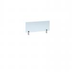 Desktop clear acrylic screen topper with white brackets 800mm wide SE800-CA-WH