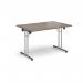 Rectangular folding leg table with chrome legs and straight foot rails 1200mm x 800mm - Barcelona Walnut SFL1200-C-BW