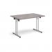 Rectangular folding leg table with chrome legs and straight foot rails 1200mm x 800mm - grey oak SFL1200-C-GO