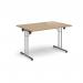 Rectangular folding leg table with chrome legs and straight foot rails 1200mm x 800mm - Kendal Oak SFL1200-C-KO