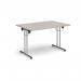 Rectangular folding leg table with chrome legs and straight foot rails 1200mm x 800mm - Light Grey SFL1200-C-LG