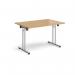 Rectangular folding leg table with chrome legs and straight foot rails 1200mm x 800mm - oak SFL1200-C-O