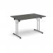 Rectangular folding leg table with chrome legs and straight foot rails 1200mm x 800mm - Onyx Grey SFL1200-C-OG