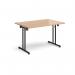 Rectangular folding leg table with black legs and straight foot rails 1200mm x 800mm - beech SFL1200-K-B