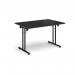 Rectangular folding leg table with black legs and straight foot rails 1200mm x 800mm - Black SFL1200-K-BK