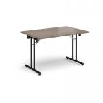 Rectangular folding leg table with black legs and straight foot rails 1200mm x 800mm - Barcelona Walnut SFL1200-K-BW