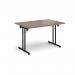 Rectangular folding leg table with black legs and straight foot rails 1200mm x 800mm - Barcelona Walnut SFL1200-K-BW