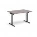 Rectangular folding leg table with black legs and straight foot rails 1200mm x 800mm - grey oak SFL1200-K-GO