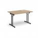 Rectangular folding leg table with black legs and straight foot rails 1200mm x 800mm - Kendal Oak SFL1200-K-KO