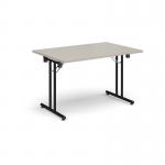 Rectangular folding leg table with black legs and straight foot rails 1200mm x 800mm - Light Grey SFL1200-K-LG