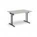 Rectangular folding leg table with black legs and straight foot rails 1200mm x 800mm - Light Grey SFL1200-K-LG