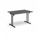 Rectangular folding leg table with black legs and straight foot rails 1200mm x 800mm - Onyx Grey SFL1200-K-OG