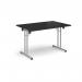 Rectangular folding leg table with silver legs and straight foot rails 1200mm x 800mm - Black SFL1200-S-BK