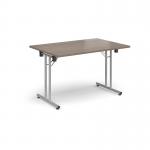 Rectangular folding leg table with silver legs and straight foot rails 1200mm x 800mm - Barcelona Walnut SFL1200-S-BW