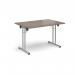 Rectangular folding leg table with silver legs and straight foot rails 1200mm x 800mm - Barcelona Walnut SFL1200-S-BW